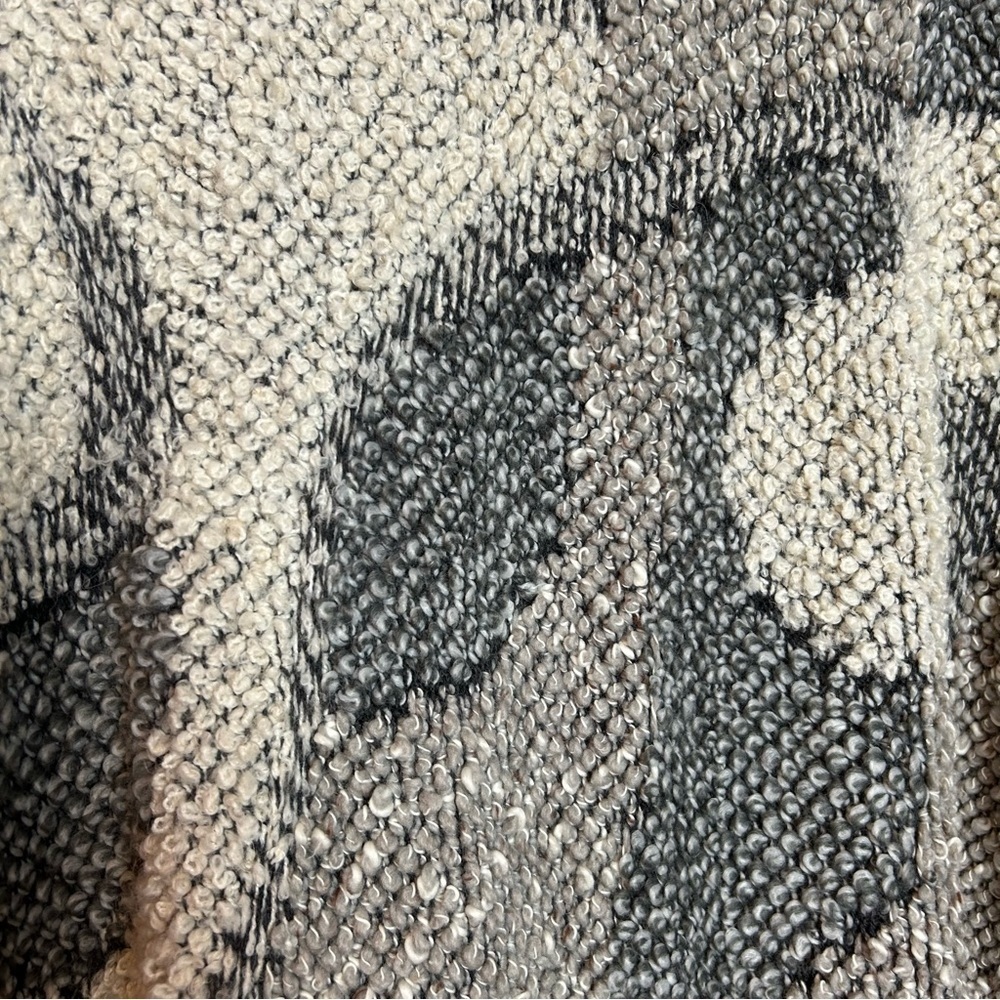 I.N.C.International Concepts Gray White Tan Knit Wool Alpaca Blend Fringe Poncho - Picture 14 of 16